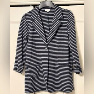 J. Jill Navy and White Striped Blazer